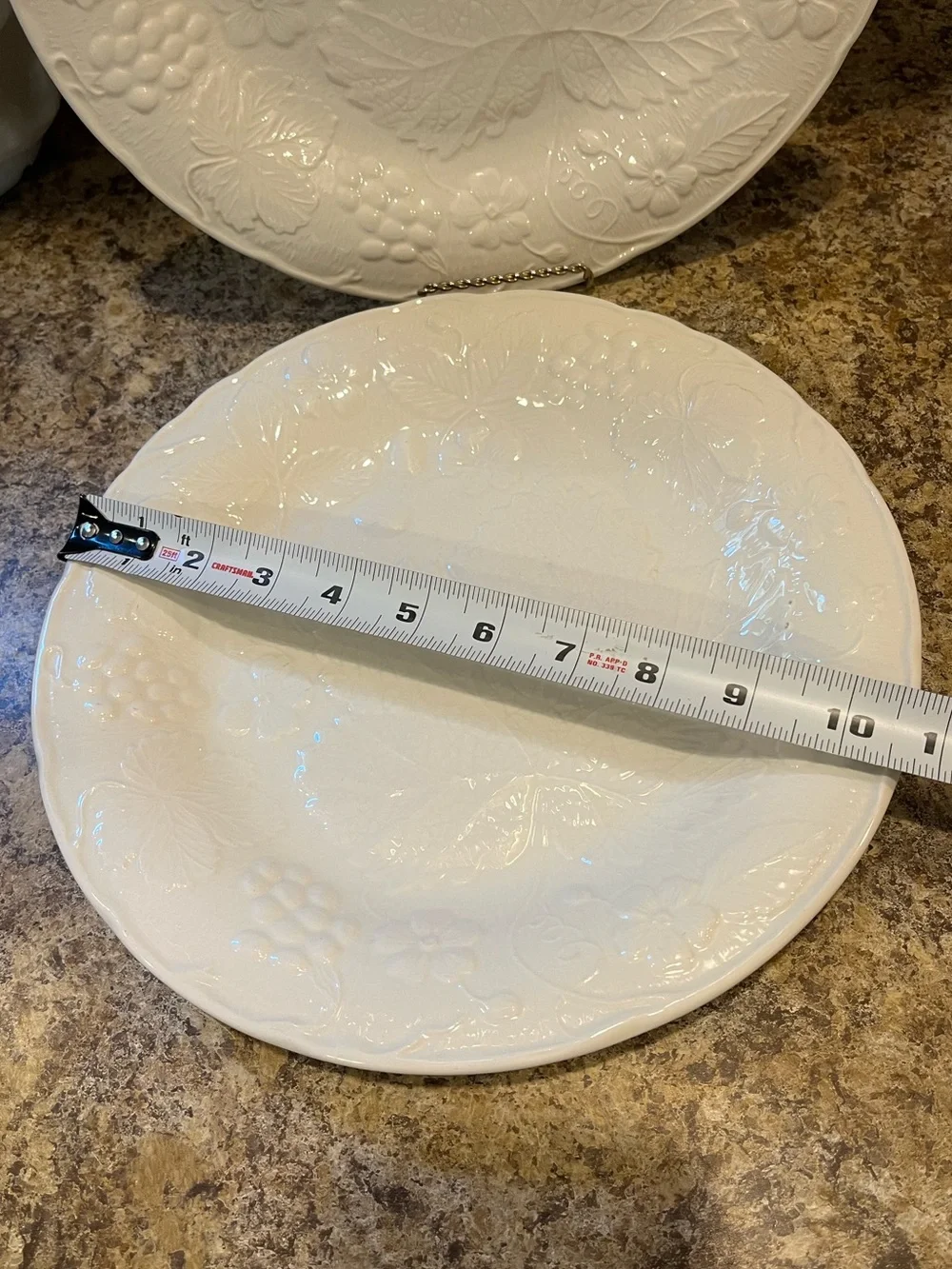 Burleigh Davenport dinner plates, White Embossed Leaf Pattern set of 2
